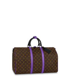 Louis Vuitton Keepall Bandouliere 50 Brown And Purple Line Macassar Canvasm46257