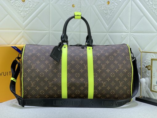 Louis Vuitton Keepall Bandouliere 50 Brown And Chartreuse Macassar Canvas M45866 - Image 10