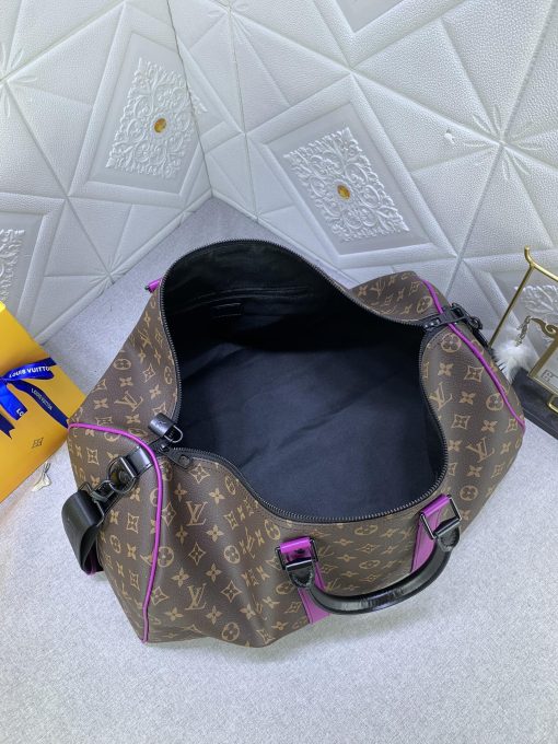 Louis Vuitton Keepall Bandouliere 50 Brown And Purple Line Macassar Canvasm46257 - Image 2