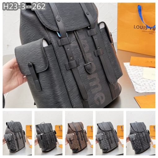 Louis Vuitton Christopher Backpack Mm Taurillon Monogram Black 45Cm M55699 - Image 3