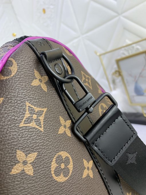 Louis Vuitton Keepall Bandouliere 50 Brown And Purple Line Macassar Canvasm46257 - Image 4