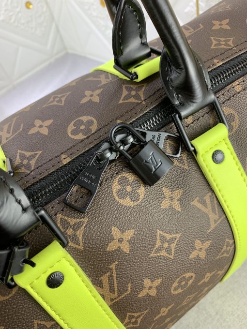 Louis Vuitton Keepall Bandouliere 50 Brown And Chartreuse Macassar Canvas M45866 - Image 4