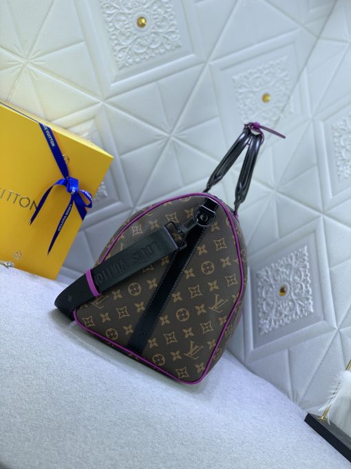 Louis Vuitton Keepall Bandouliere 50 Brown And Purple Line Macassar Canvasm46257 - Image 6
