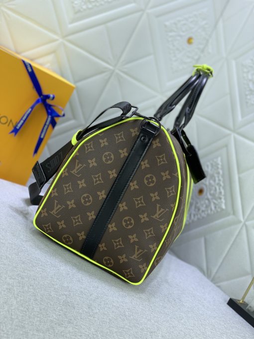 Louis Vuitton Keepall Bandouliere 50 Brown And Chartreuse Macassar Canvas M45866 - Image 6