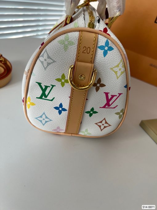 Louis Vuitton X Takashi Murakami Monogram Blanc White Multicolor Mini Speedy 20Cm - Image 6
