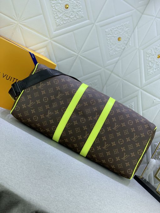 Louis Vuitton Keepall Bandouliere 50 Brown And Chartreuse Macassar Canvas M45866 - Image 7
