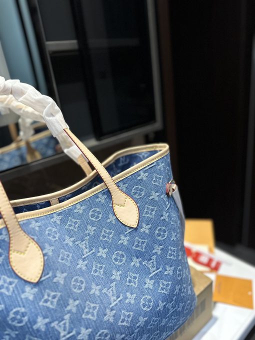 Louis Vuitton Neverfull Monogram Mm Handbag Denim 28Cm - Image 5