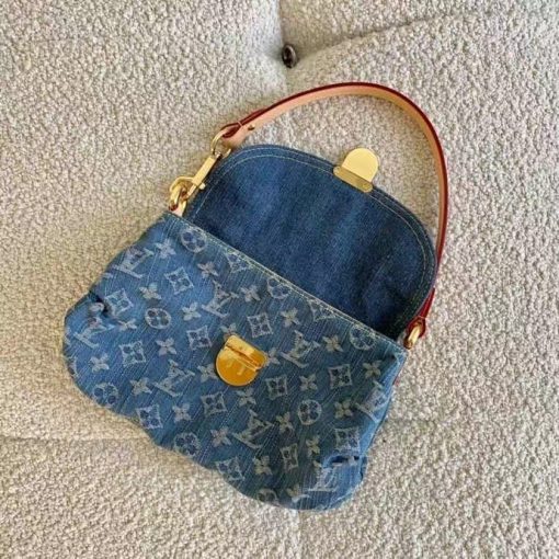 Louis Vuitton Pleaty Handbag Monogram Denim Blue 26Cm M95050 - Image 5