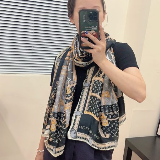 Chanel Cc Camellia Square Scarf Black - Image 6