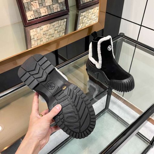 Dior Women D Fame Heeled Ankle Boot Suede Calfskin Black - Image 5