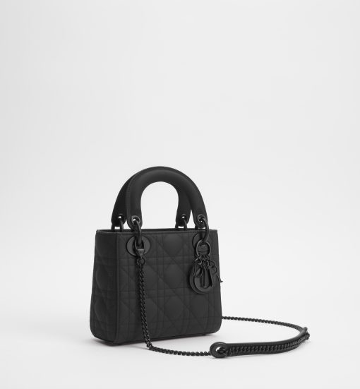 Mini Lady Dior Bag Black Ultramatte Cannage Calfskin - Image 4