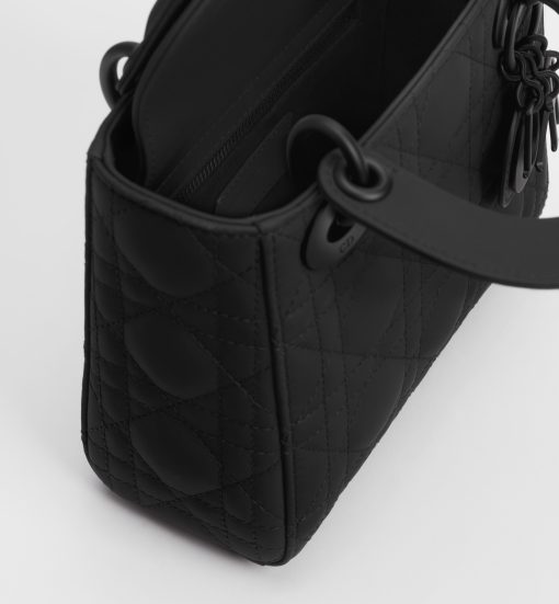 Mini Lady Dior Bag Black Ultramatte Cannage Calfskin - Image 3