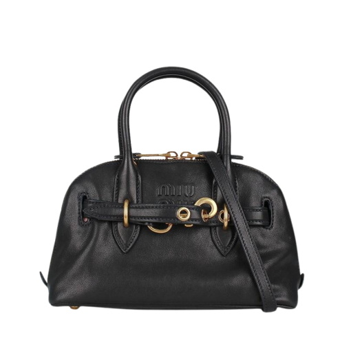 Miu Miu Embossed Logo Adventure Nappa Leather Tote Bag Black - Image 2