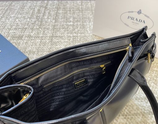 Prada Nylon Tote With Embroidered Logo Black 32Cm - Image 2