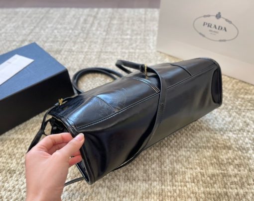 Prada Nylon Tote With Embroidered Logo Black 32Cm - Image 5