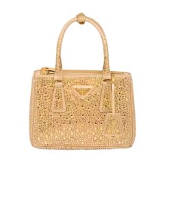 Platinum Prada Galleria Satin Mini-bag With Crystals