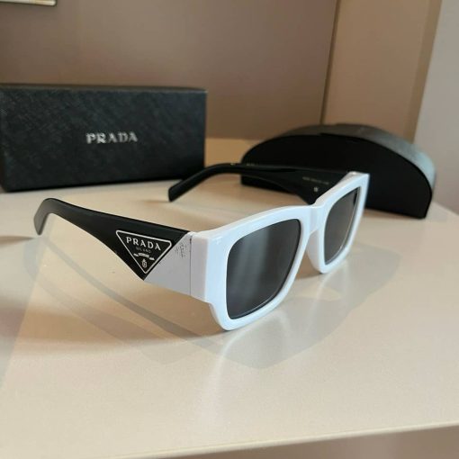 Prada Rectangle Sunglasses Black And White - Image 7