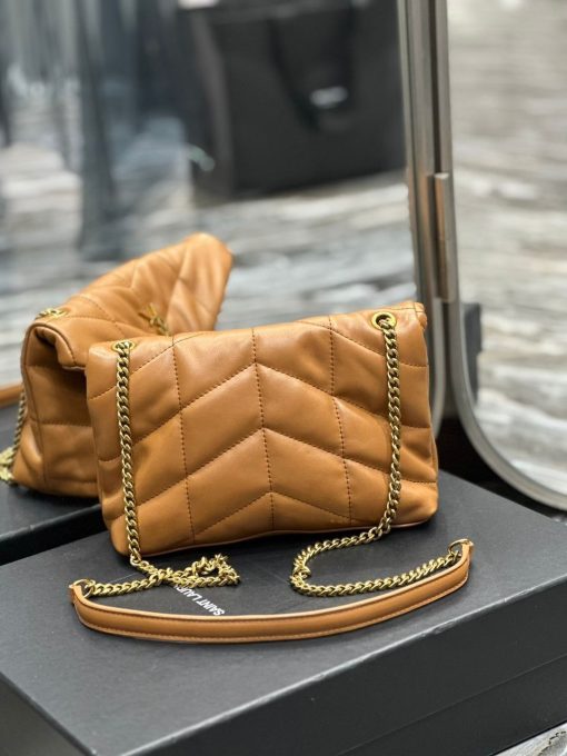 Saint Laurent Puffer Toy Bag In Quilted Lambskin Light Brown 26Cm - Image 3