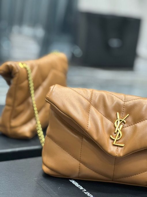 Saint Laurent Puffer Toy Bag In Quilted Lambskin Light Brown 26Cm - Image 5