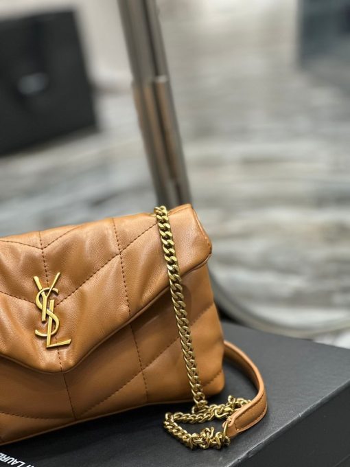 Saint Laurent Puffer Toy Bag In Quilted Lambskin Light Brown 26Cm - Image 6