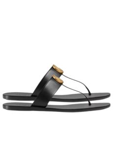 Gucci Gg-Stud Leather Thong Sandals Black