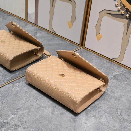 Saint Laurent Envelope Matelasse Grain De Poudre Dark Beige 24Cm - Image 5