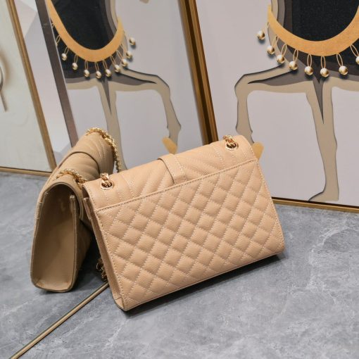 Saint Laurent Envelope Matelasse Grain De Poudre Dark Beige 24Cm - Image 4