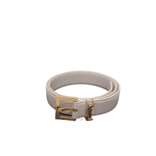 Saint Laurent Adjustable Square Buckle Belt White And Gold - Image 8