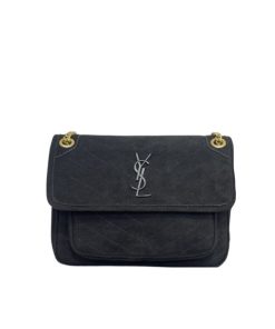 Saint Laurent Niki Baby Chain Bag In Suede Black