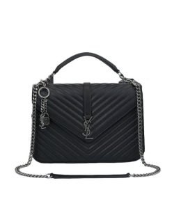 Saint Laurent College Large Chain Bag Black 24Cm 600278Brm041000
