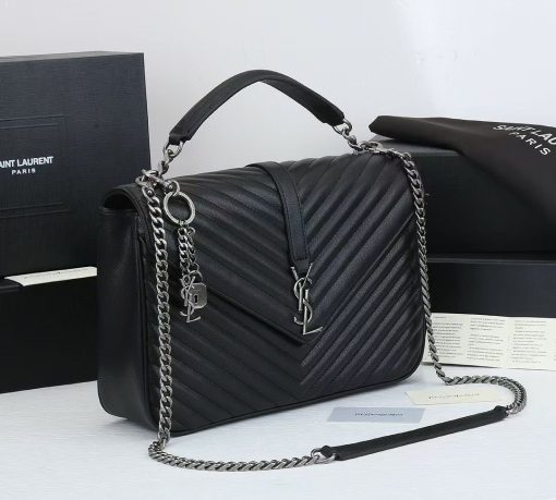 Saint Laurent College Large Chain Bag Black 24Cm 600278Brm041000 - Image 7