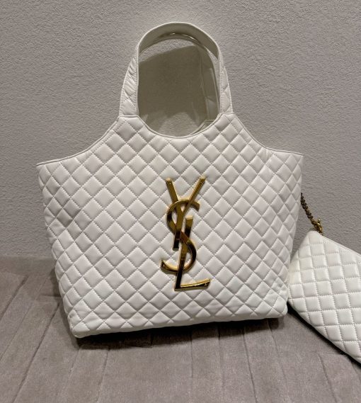 Saint Laurent Icare Shopping Bag In Quilted Lambskin White 40Cm - Image 2