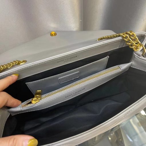 Saint Laurent Loulou Medium Chain Bag In Matelasse Y Leather Gray - Image 3
