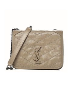 Saint Laurent Niki Vintage Leather Chain Wallet Beige 19Cm