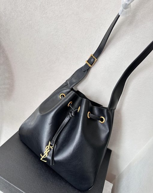 Saint Laurent Paris Vii Medium Flat Hobo Bag In Smooth Leather Black 28Cm 697941Aaamd1000 - Image 3