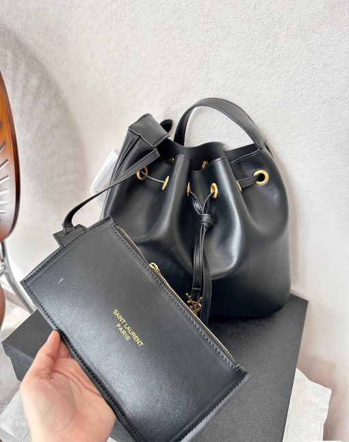 Saint Laurent Paris Vii Medium Flat Hobo Bag In Smooth Leather Black 28Cm 697941Aaamd1000 - Image 6