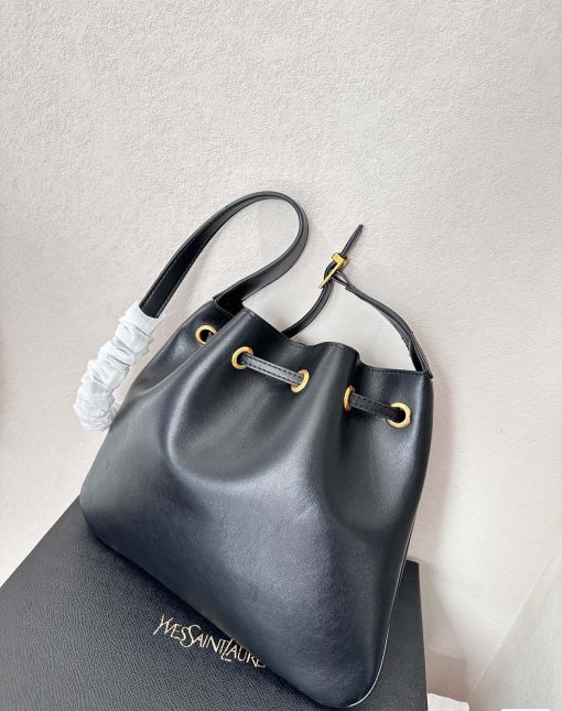 Saint Laurent Paris Vii Medium Flat Hobo Bag In Smooth Leather Black 28Cm 697941Aaamd1000 - Image 9