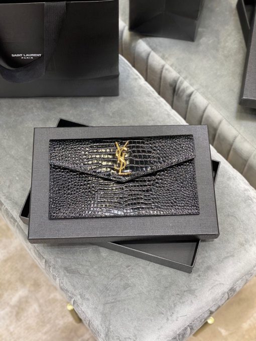 Saint Laurent Uptown Pouch In Crocodile Embossed Shiny Leather 565739Dnd0J1000 - Image 9