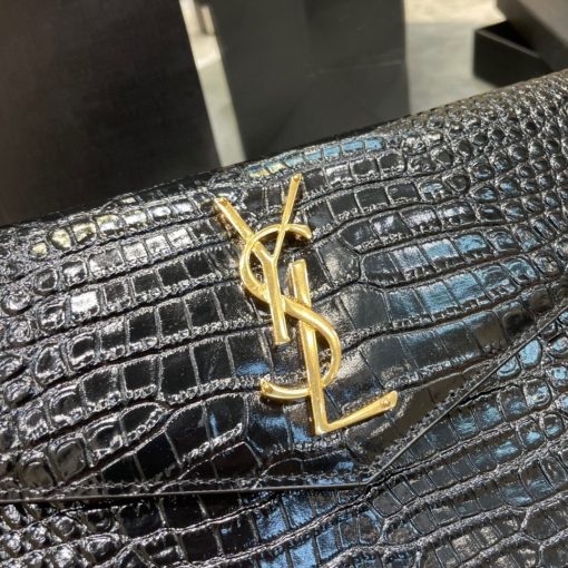 Saint Laurent Uptown Pouch In Crocodile Embossed Shiny Leather 565739Dnd0J1000 - Image 3