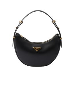 Prada Arqu Leather Shoulder Bag Black 23cm