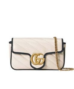 Gucci Marmont In White And Dark Blue 22Cm