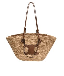 Celine Triomphe Panier In Raffia And Calfskin Tan 31Cm