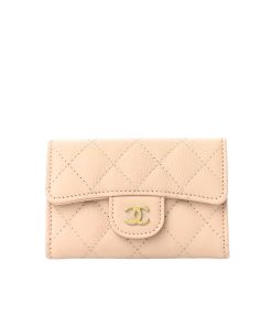 Chanel Classic Card Holder Wallet Beige Ap0214