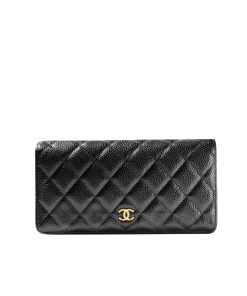 Chanel Black Quilted Lambskin Classic Long Flap Wallet 19.5Cm