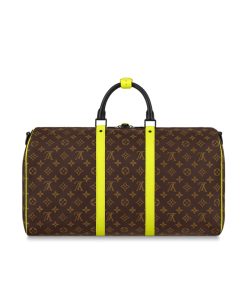 Louis Vuitton Keepall Bandouliere 50 Brown And Chartreuse Macassar Canvas M45866