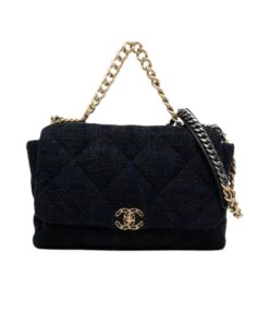 Chanel 19 Velvet Flap Bag Black 26Cm