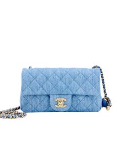 Chanel Mini Flap Handle Denim Blue 20Cm