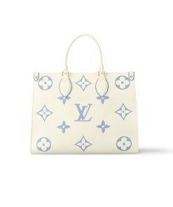 Louis Vuitton Onthego Mm Bag Latte And Candy Blue 34Cm M46833