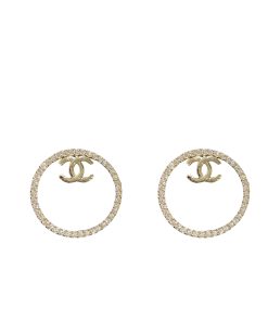 Chanel CC Crystals Gold Tone Earrings