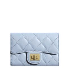 Chanel 2.55 Flap Card Holder Light Blue Wallet